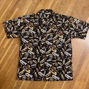 Disneyland Resorts Brass Mens Shirt Instruments Saxophone Baritone Band XL 46 48
